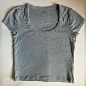 Blueish green low U-neck baby tee